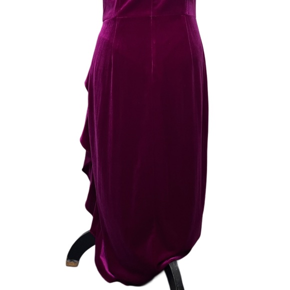 Aidan Mattox Velvet Sz 10 Cocktail Evening One-Shoulder Party Ruffle Dress - Picture 6 of 11